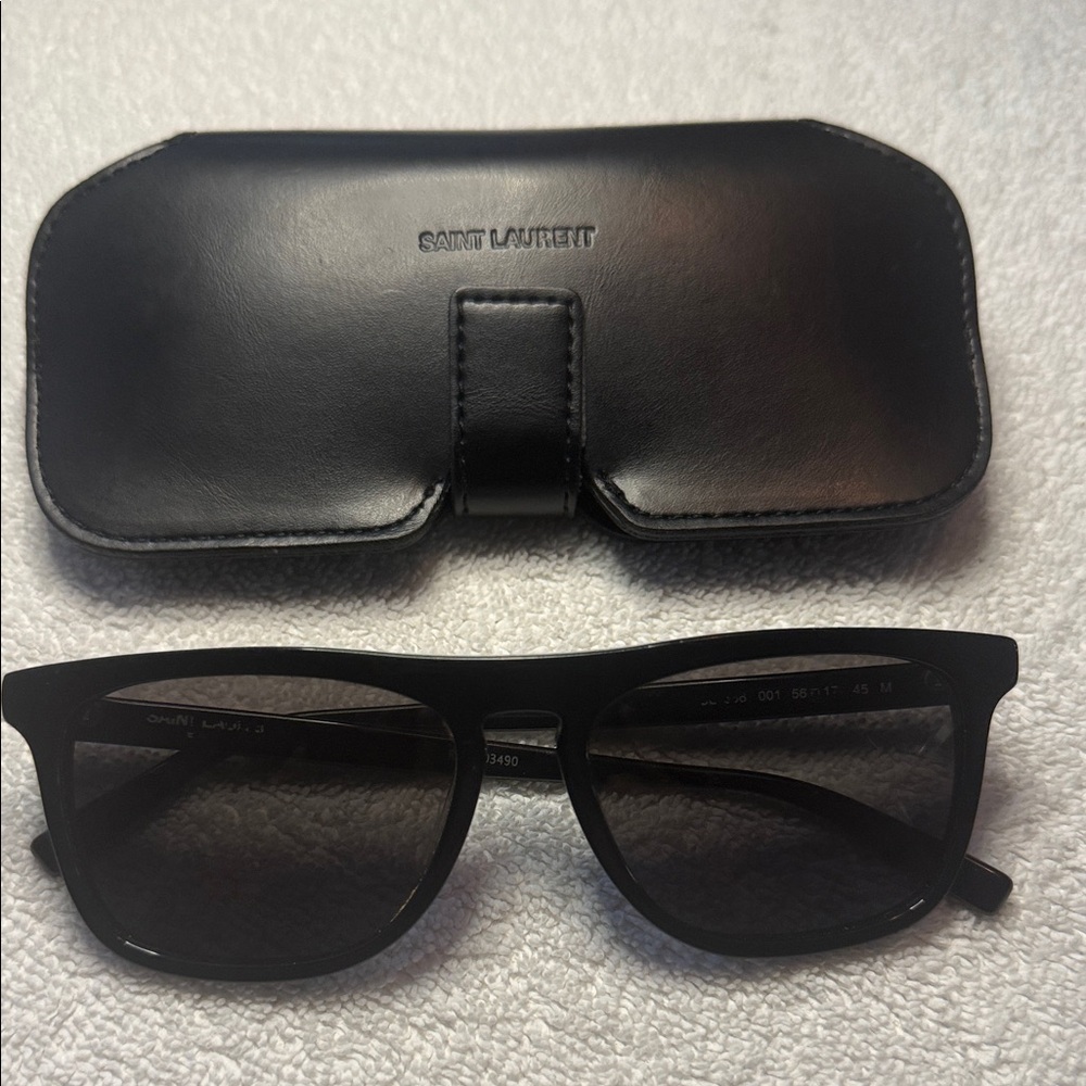 Yves Saint Laurent Black Designer Sunglasses Made In Italy with Leather Case